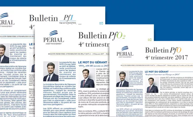 SCPI PERIAL : les Bulletins du quatrième trimestre 2017 SCPI PERIAL : les Bulletins du quatrième trimestre 2017